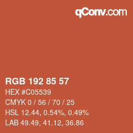 カラーコード: RGB 192 85 57 | qconv.com