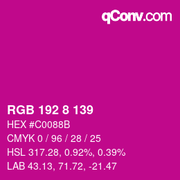 Color code: RGB 192 8 139 | qconv.com