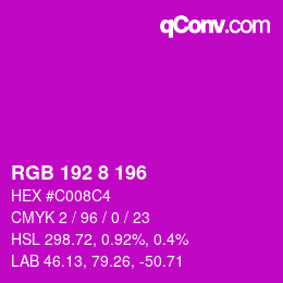 カラーコード: RGB 192 8 196 | qconv.com