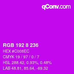 Color code: RGB 192 8 236 | qconv.com