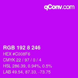 Color code: RGB 192 8 246 | qconv.com