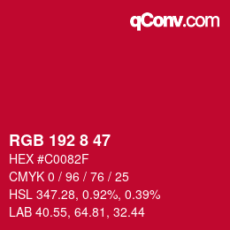 Color code: RGB 192 8 47 | qconv.com