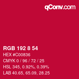 Color code: RGB 192 8 54 | qconv.com