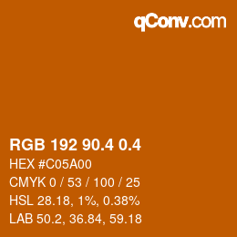 カラーコード: RGB 192 90.4 0.4 | qconv.com
