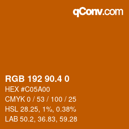 カラーコード: RGB 192 90.4 0 | qconv.com