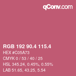 カラーコード: RGB 192 90.4 115.4 | qconv.com