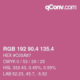 カラーコード: RGB 192 90.4 135.4 | qconv.com
