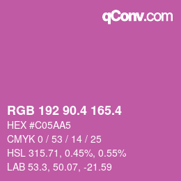 カラーコード: RGB 192 90.4 165.4 | qconv.com