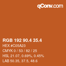 カラーコード: RGB 192 90.4 35.4 | qconv.com