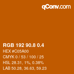 カラーコード: RGB 192 90.8 0.4 | qconv.com
