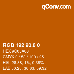 カラーコード: RGB 192 90.8 0 | qconv.com
