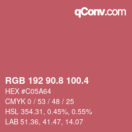 カラーコード: RGB 192 90.8 100.4 | qconv.com