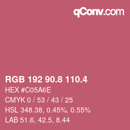 カラーコード: RGB 192 90.8 110.4 | qconv.com