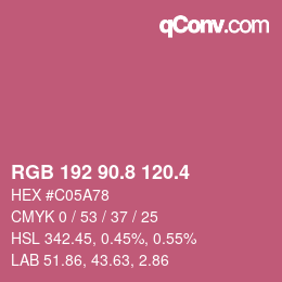 カラーコード: RGB 192 90.8 120.4 | qconv.com