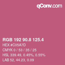 カラーコード: RGB 192 90.8 125.4 | qconv.com