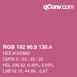 カラーコード: RGB 192 90.8 130.4 | qconv.com