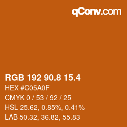 カラーコード: RGB 192 90.8 15.4 | qconv.com
