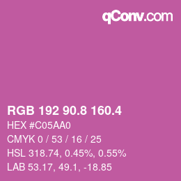 カラーコード: RGB 192 90.8 160.4 | qconv.com