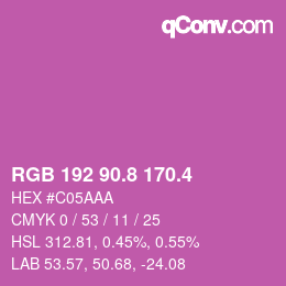 カラーコード: RGB 192 90.8 170.4 | qconv.com