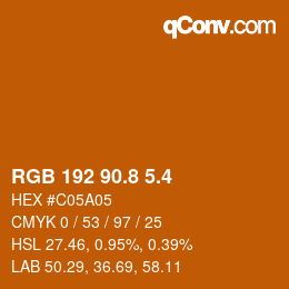 カラーコード: RGB 192 90.8 5.4 | qconv.com