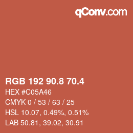 カラーコード: RGB 192 90.8 70.4 | qconv.com