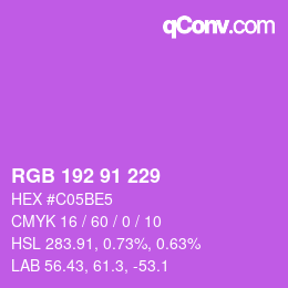 Color code: RGB 192 91 229 | qconv.com