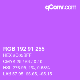 Color code: RGB 192 91 255 | qconv.com