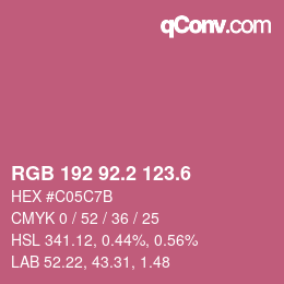 カラーコード: RGB 192 92.2 123.6 | qconv.com