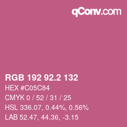 カラーコード: RGB 192 92.2 132 | qconv.com