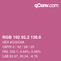 カラーコード: RGB 192 92.2 138.6 | qconv.com