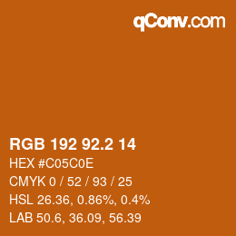 カラーコード: RGB 192 92.2 14 | qconv.com