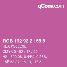カラーコード: RGB 192 92.2 158.6 | qconv.com