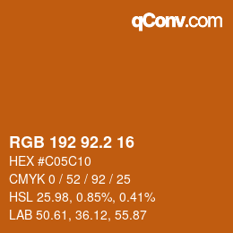 カラーコード: RGB 192 92.2 16 | qconv.com