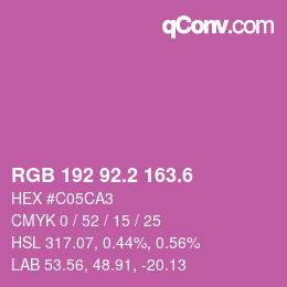 カラーコード: RGB 192 92.2 163.6 | qconv.com