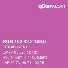 カラーコード: RGB 192 92.2 168.6 | qconv.com
