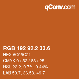 カラーコード: RGB 192 92.2 33.6 | qconv.com