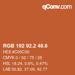 カラーコード: RGB 192 92.2 48.6 | qconv.com