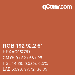 カラーコード: RGB 192 92.2 61 | qconv.com