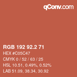 Color code: RGB 192 92.2 71 | qconv.com