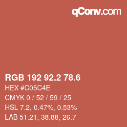 カラーコード: RGB 192 92.2 78.6 | qconv.com