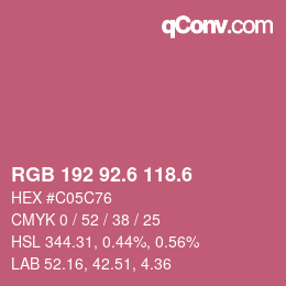 カラーコード: RGB 192 92.6 118.6 | qconv.com