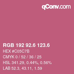 カラーコード: RGB 192 92.6 123.6 | qconv.com