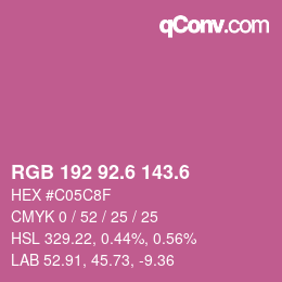 カラーコード: RGB 192 92.6 143.6 | qconv.com