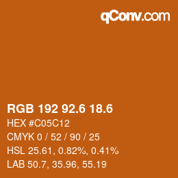 カラーコード: RGB 192 92.6 18.6 | qconv.com