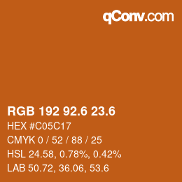 カラーコード: RGB 192 92.6 23.6 | qconv.com