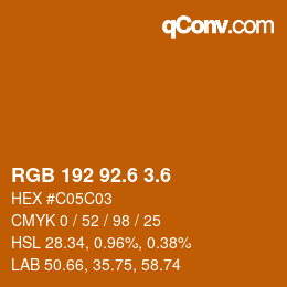 カラーコード: RGB 192 92.6 3.6 | qconv.com