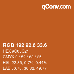 カラーコード: RGB 192 92.6 33.6 | qconv.com
