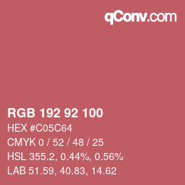 カラーコード: RGB 192 92 100 | qconv.com