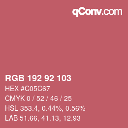 Color code: RGB 192 92 103 | qconv.com