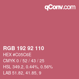 カラーコード: RGB 192 92 110 | qconv.com